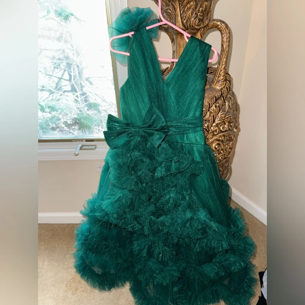 Designer Emerald Green Girls Holiday dress - Picture 1 of 2